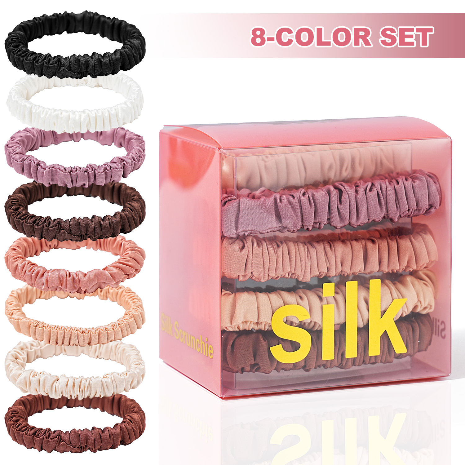Hair Tie Velvet - 8PCS/Set 100% Pure Mulberry Silk Hair