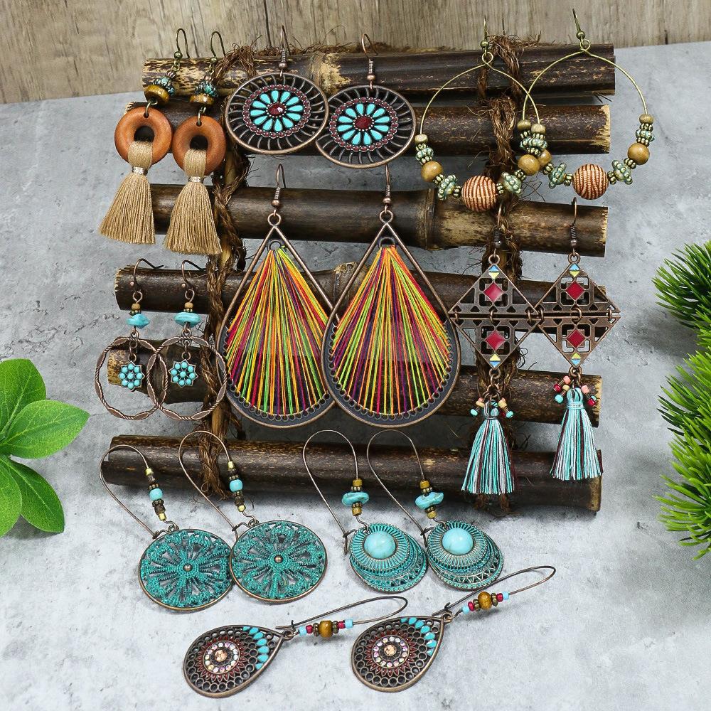 Women'S Accessories Amazon - Ethnic feng shui drop exaggerated earrings