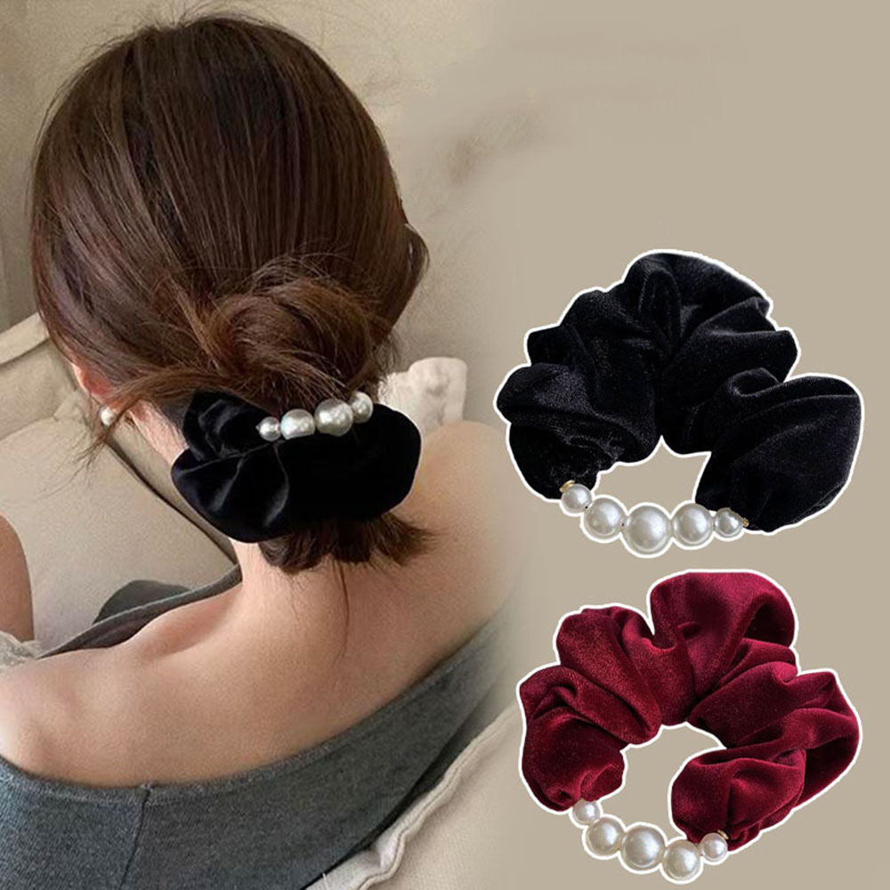 Hair Tie Velvet - Fashion Advanced Classic Velvet Pearl Hair