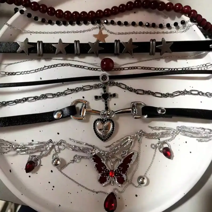 Women'S Y2K Accessories - Gothic Y2K Red Butterfly Star Heart