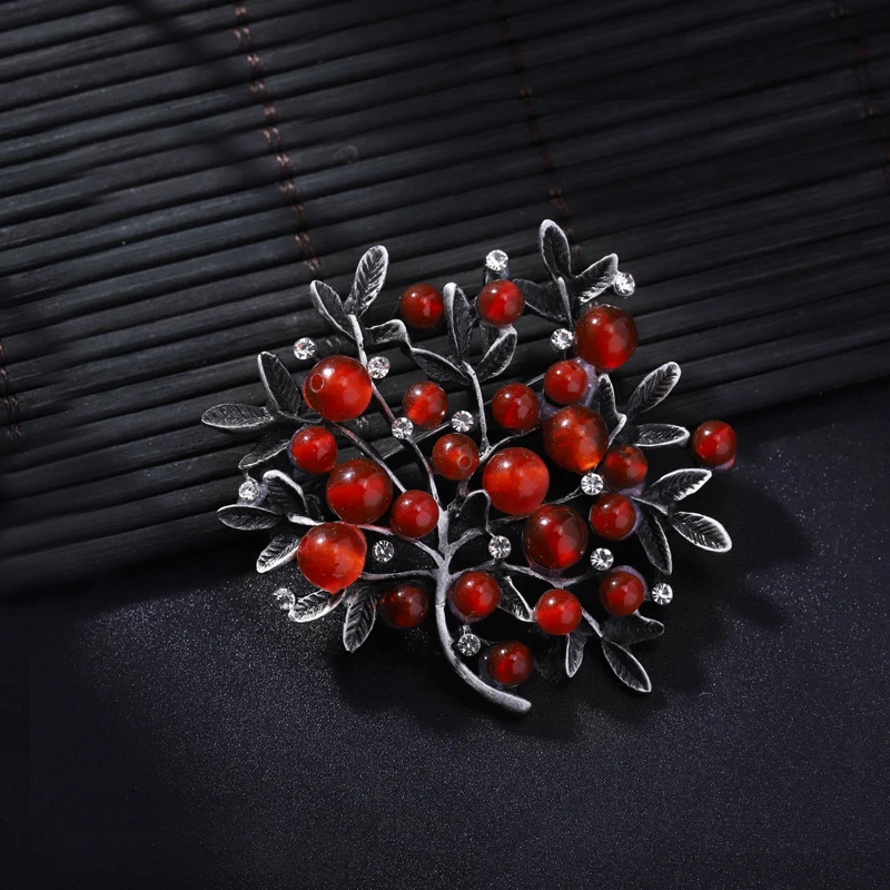 Red Rhinestone Trees Brooch Na - đánh giá và giá Women Accessories Bouquet