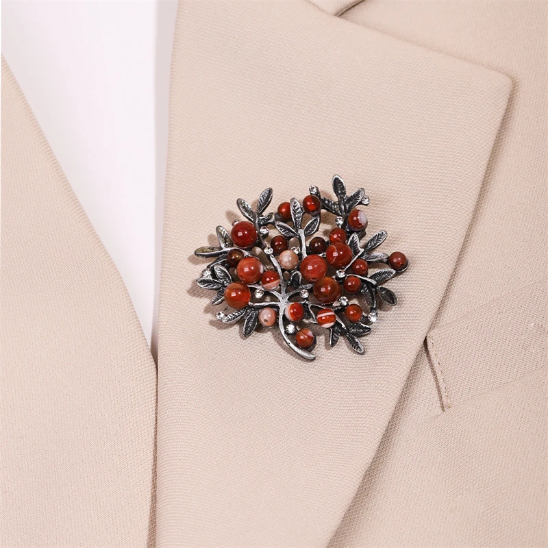 Red Rhinestone Trees Brooch Na - đánh giá và giá Women Accessories Bouquet