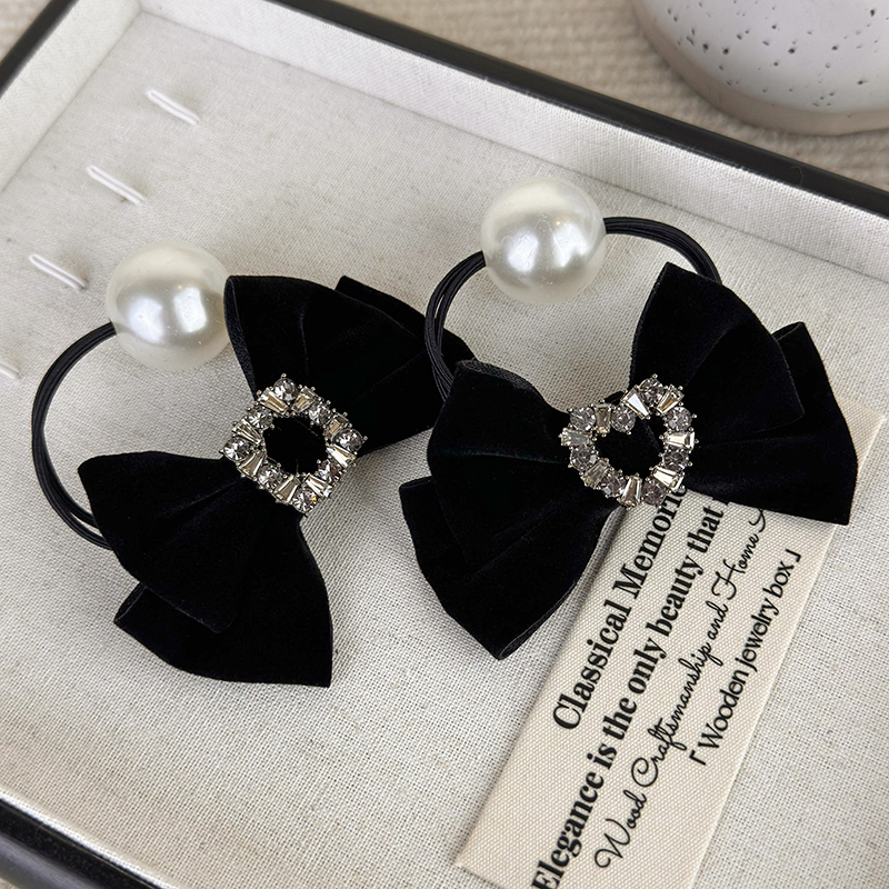 Retro Black Velvet Rhinestone  - đánh giá và giá Hair Tie Velvet