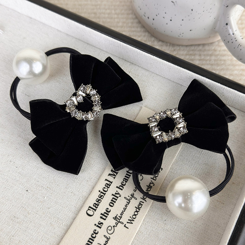Retro Black Velvet Rhinestone  - đánh giá và giá Hair Tie Velvet