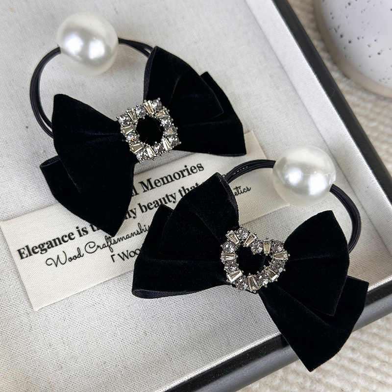 Retro Black Velvet Rhinestone  - đánh giá và giá Hair Tie Velvet