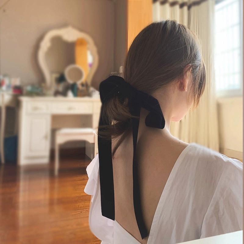 French lazy ribbon velvet hair - đánh giá và giá Hair Tie Velvet