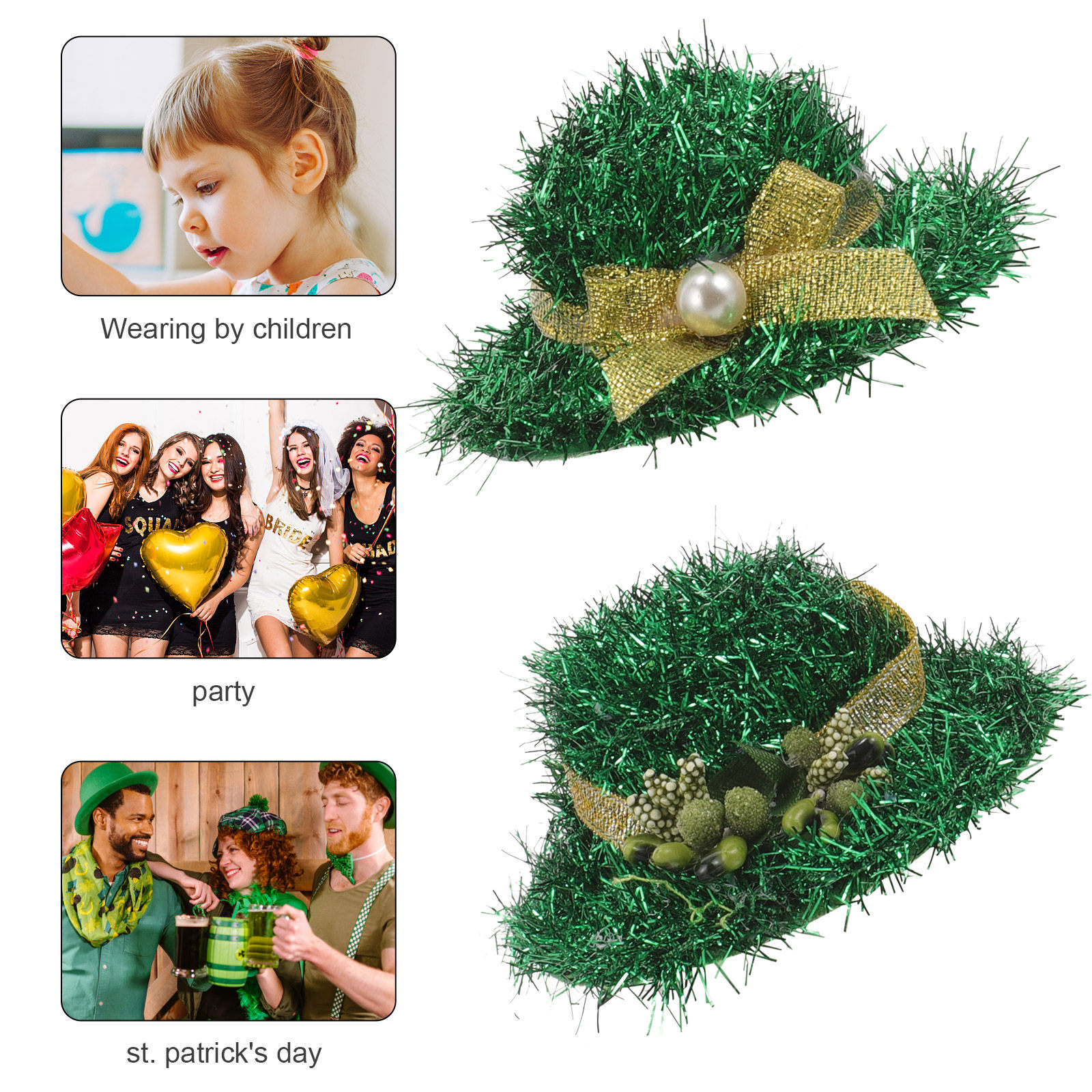 2Pcs Green Hat Hair Clips Top  - đánh giá và giá Women Accessories Bouquet