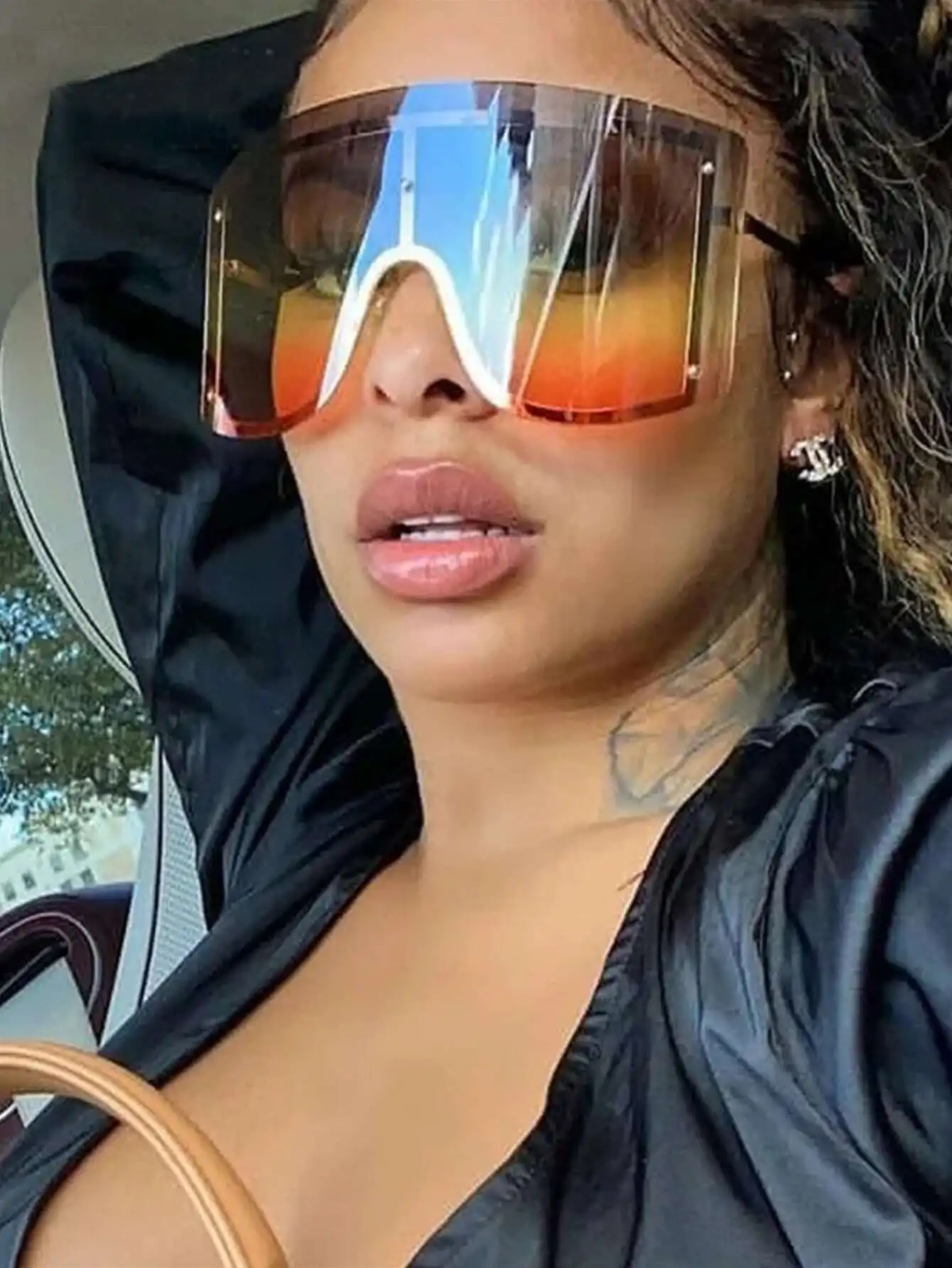 1pc Oversized Rimless Fashiona - đánh giá và giá Women'S Y2K Accessories